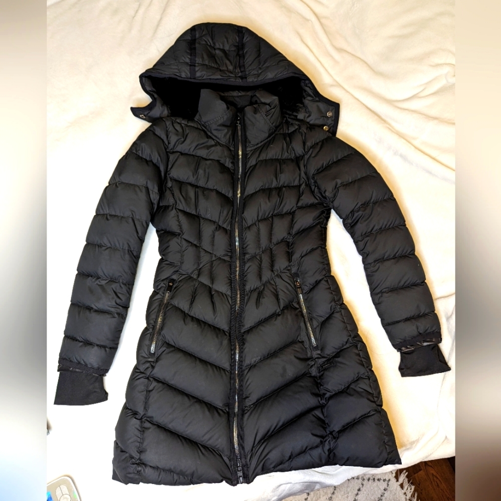 Athleta Black Long Puffer Parka